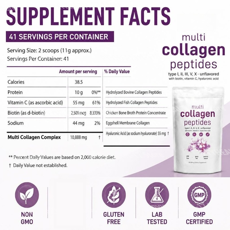 Multi Collagen Peptides Powder - Collagen Peptide Powder recension och pris